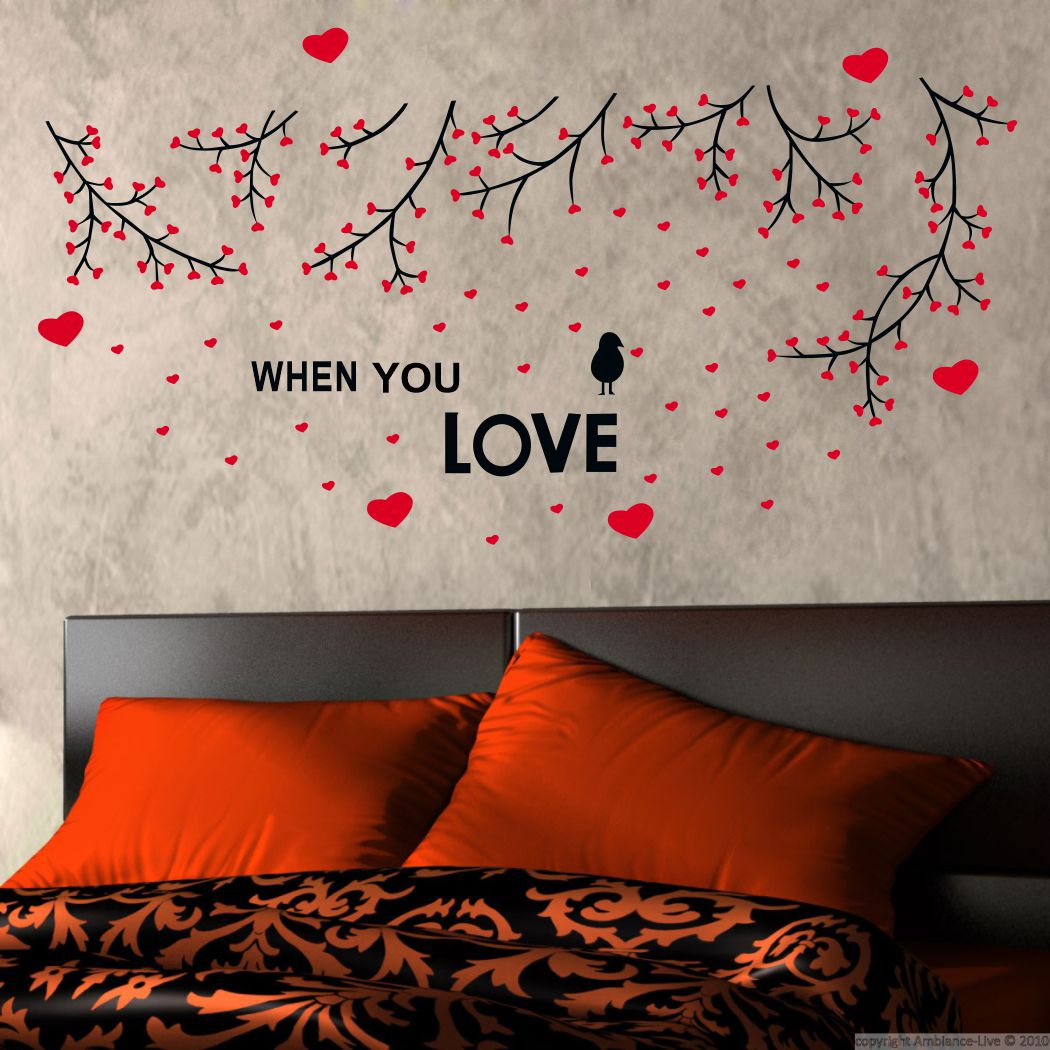 Homexa Decor | Branches With Heart Design Wall Sticker (Size 124 x 65 cm)