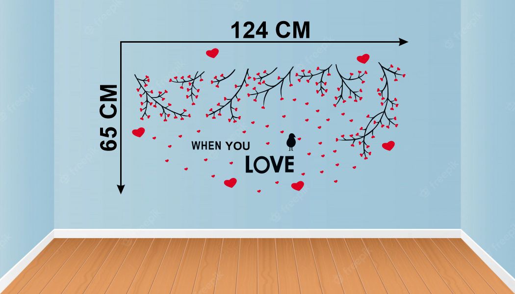 Homexa Decor | Branches With Heart Design Wall Sticker (Size 124 x 65 cm)