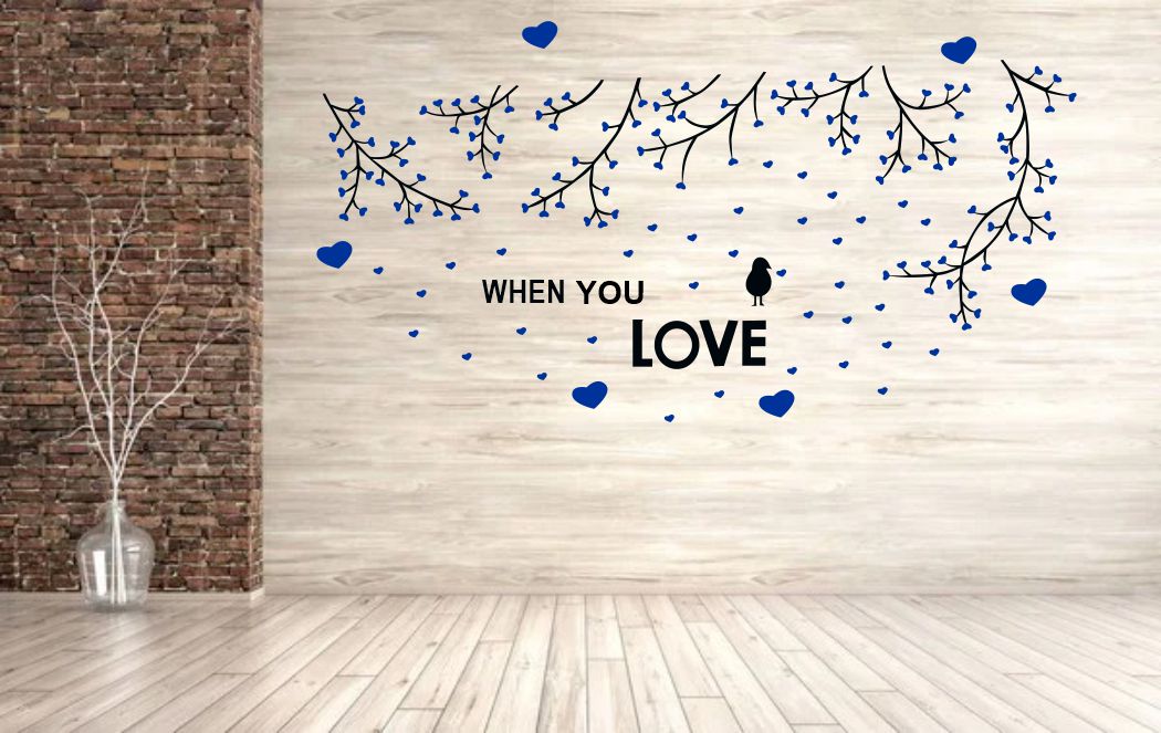 Homexa Decor | Branches With Heart Design Wall Sticker (Size 124 x 65 cm)