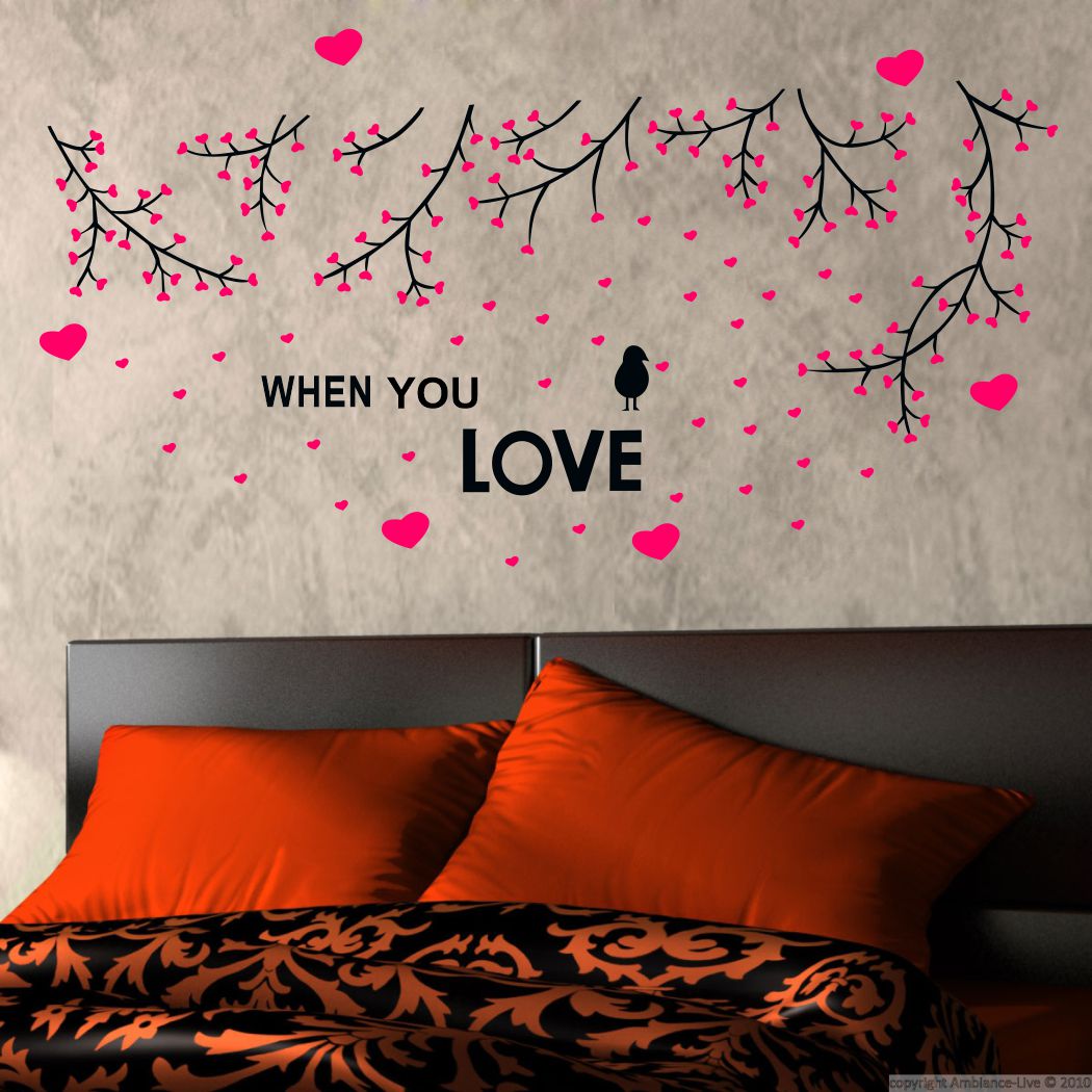 Homexa Decor | Branches With Heart Design Wall Sticker (Size 124 x 65 cm)