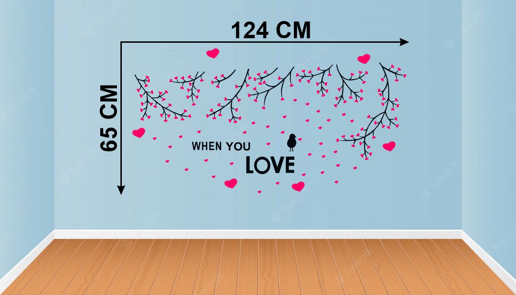 Homexa Decor | Branches With Heart Design Wall Sticker (Size 124 x 65 cm)