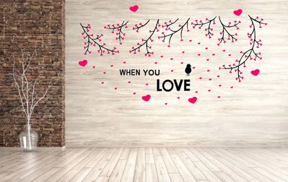 Homexa Decor | Branches With Heart Design Wall Sticker (Size 124 x 65 cm)