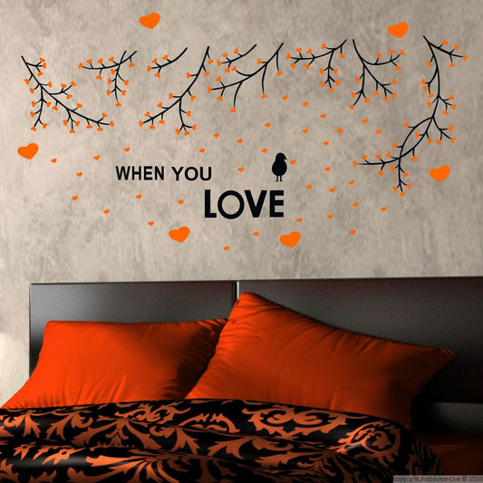 Homexa Decor | Branches With Heart Design Wall Sticker (Size 124 x 65 cm)