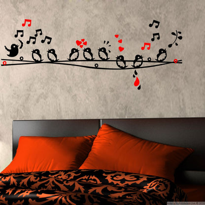 Homexa Decor | Birds With Singing Design Wall Sticker (Size 122 x 47 cm)