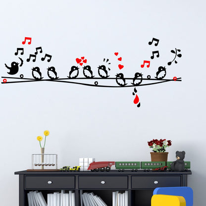 Homexa Decor | Birds With Singing Design Wall Sticker (Size 122 x 47 cm)