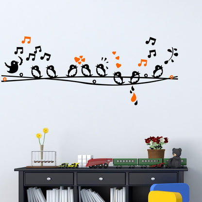 Homexa Decor | Birds With Singing Design Wall Sticker (Size 122 x 47 cm)