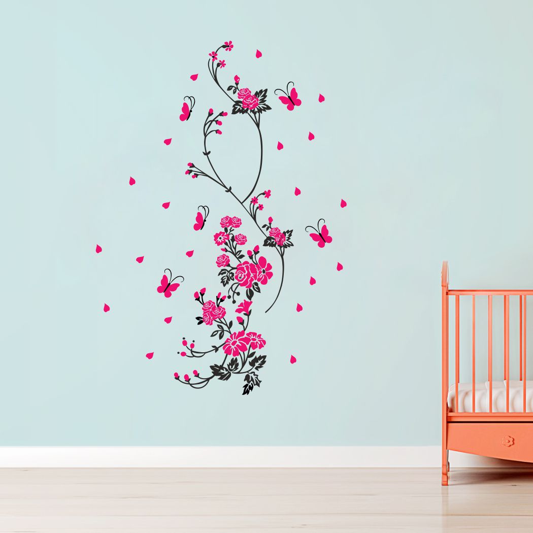 Homexa Decor | Flower and Botanical Design Wall Sticker (Size 65 x 91 cm)