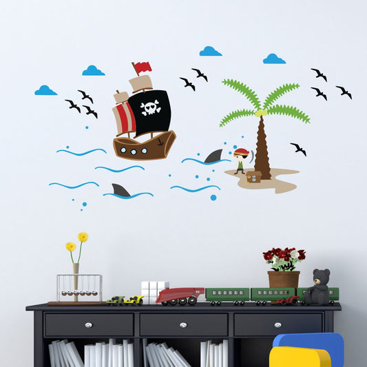 Homexa Decor | Pirates ship on sea Wall Sticker (Size 86 x 44 cm)