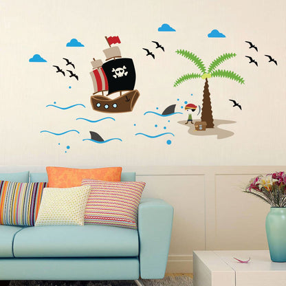 Homexa Decor | Pirates ship on sea Wall Sticker (Size 86 x 44 cm)