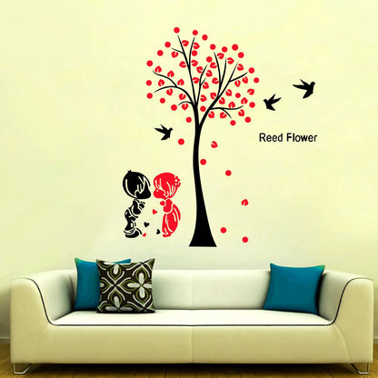 Homexa Decor | Tree - Leaf - Birds - Baby couple Design Wall Sticker (Size 78 x 87 cm)