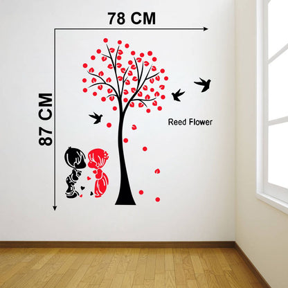 Homexa Decor | Tree - Leaf - Birds - Baby couple Design Wall Sticker (Size 78 x 87 cm)