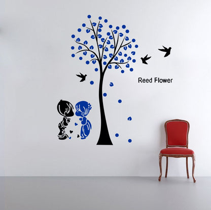 Homexa Decor | Tree - Leaf - Birds - Baby couple Design Wall Sticker (Size 78 x 87 cm)