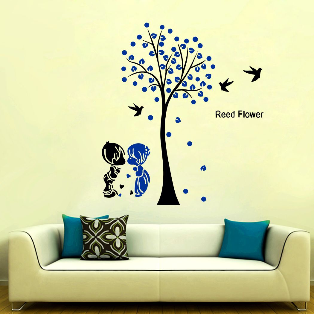 Homexa Decor | Tree - Leaf - Birds - Baby couple Design Wall Sticker (Size 78 x 87 cm)