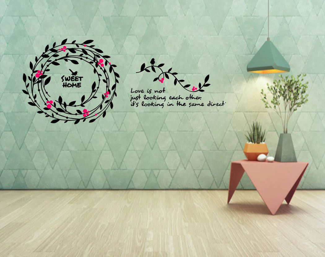 Homexa Decor | Leaf and Birds Circle Design Wall Sticker (Size 98 x 41 cm)