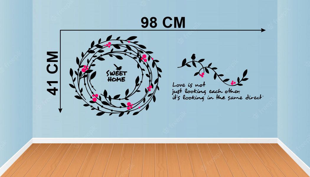 Homexa Decor | Leaf and Birds Circle Design Wall Sticker (Size 98 x 41 cm)