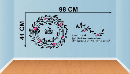 Homexa Decor | Leaf and Birds Circle Design Wall Sticker (Size 98 x 41 cm)