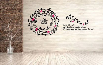 Homexa Decor | Leaf and Birds Circle Design Wall Sticker (Size 98 x 41 cm)