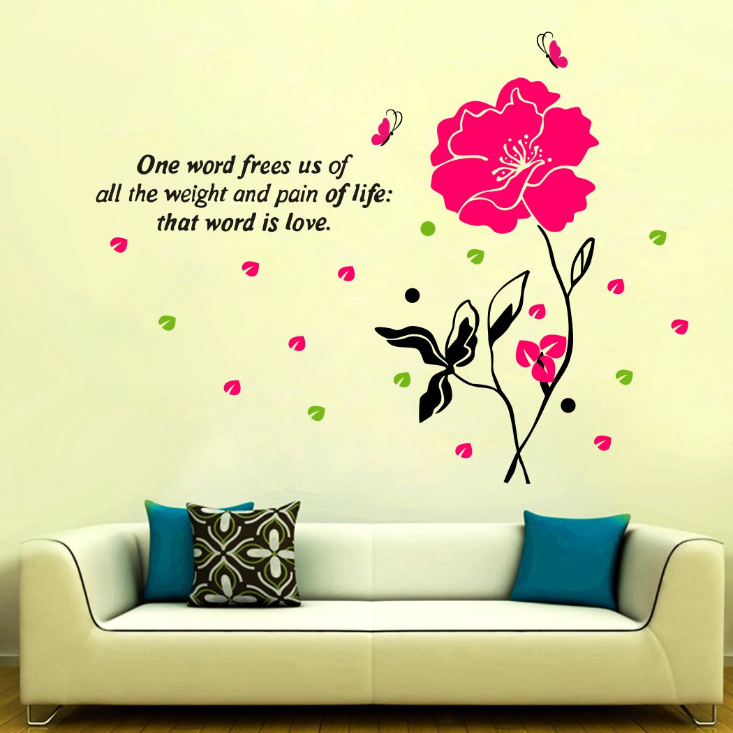 Homexa Decor | Flower and Leaf Design Wall Sticker (Size 91 x 69 cm)