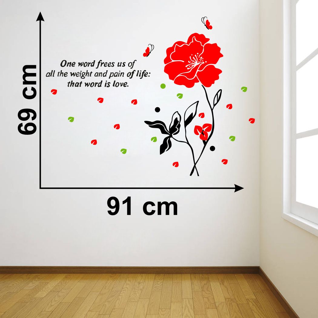 Homexa Decor | Flower and Leaf Design Wall Sticker (Size 91 x 69 cm)