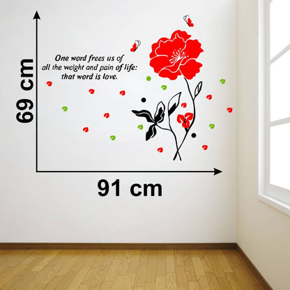 Homexa Decor | Flower and Leaf Design Wall Sticker (Size 91 x 69 cm)