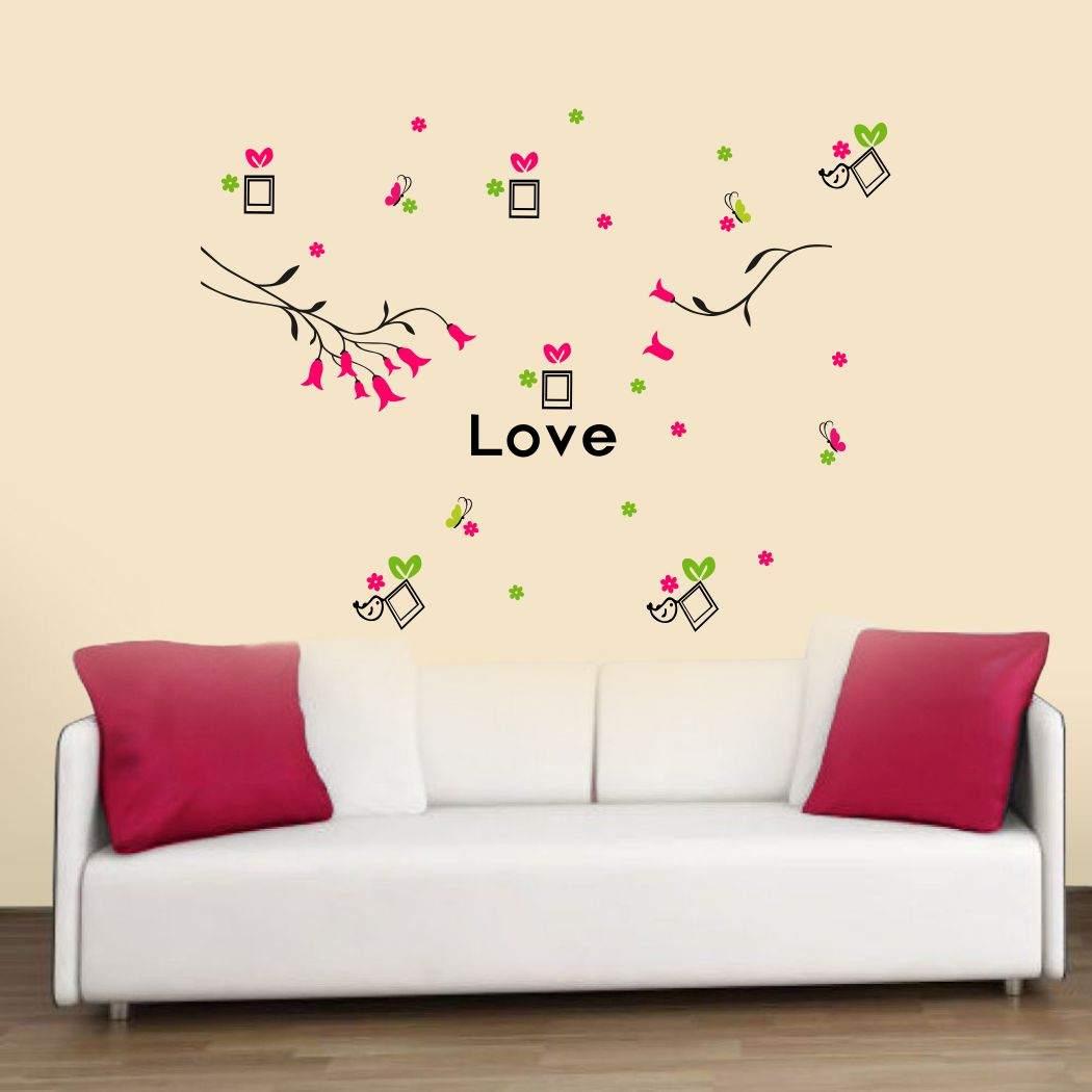 Homexa Decor | Flower and Birds Design Wall Sticker (Size 133 x 101 cm)