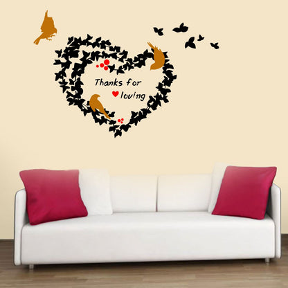 Homexa Decor | Heart and Birds Design Wall Sticker (Size 84 x 90 cm)