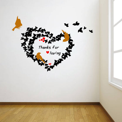 Homexa Decor | Heart and Birds Design Wall Sticker (Size 84 x 90 cm)