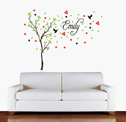 Homexa Decor | Tree With Leaf and Birds Wall Sticker (Size 122*94 cm)