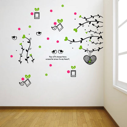 Homexa Decor | Flower With Leaf and Birds Design Wall Sticker (Size 107 x 95 cm)