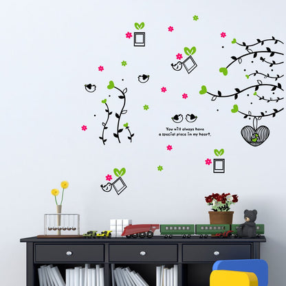 Homexa Decor | Flower With Leaf and Birds Design Wall Sticker (Size 107 x 95 cm)