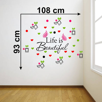 Homexa Decor | Heart With Butterfly Design Wall Sticker (Size 108 x 93 cm)