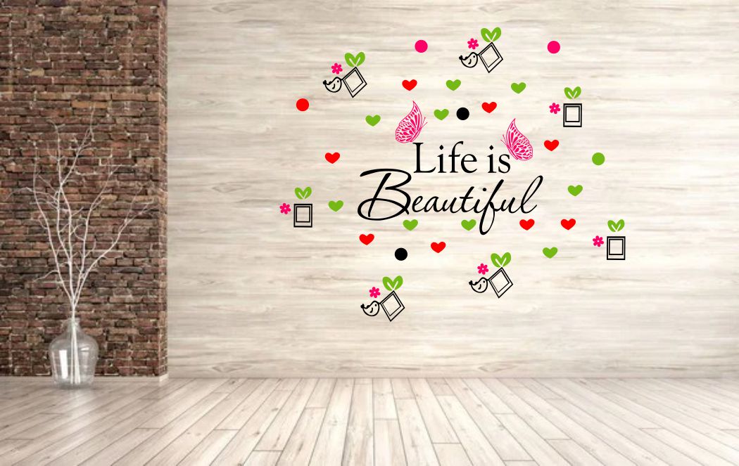 Homexa Decor | Heart With Butterfly Design Wall Sticker (Size 108 x 93 cm)