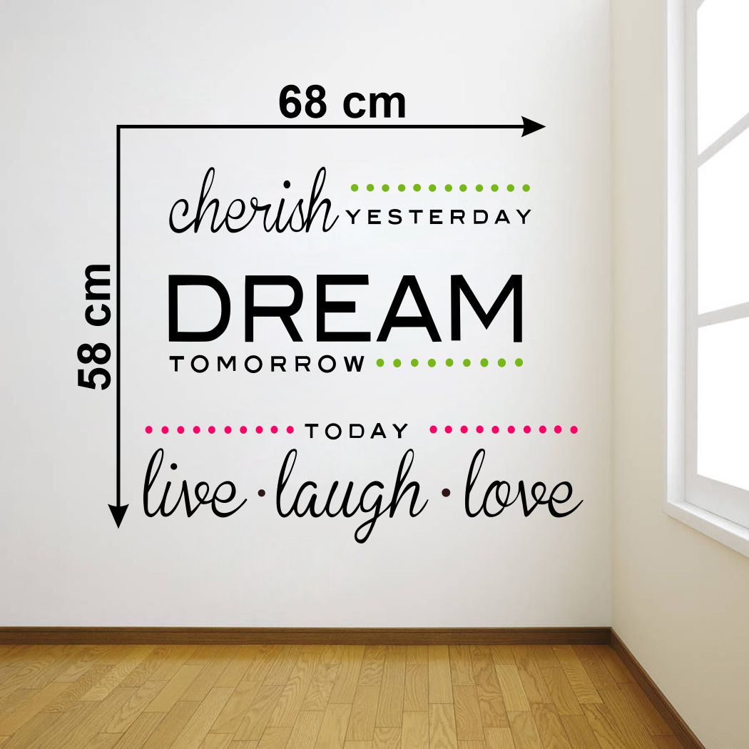 Homexa Decor | Live Laugh Love Quotes Design Wall Sticker (Size 68 x 58 cm)