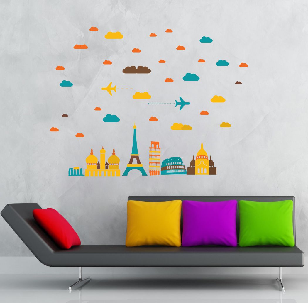 Homexa Decor | Historical Places Wall Sticker (Size 107 x 80 cm)