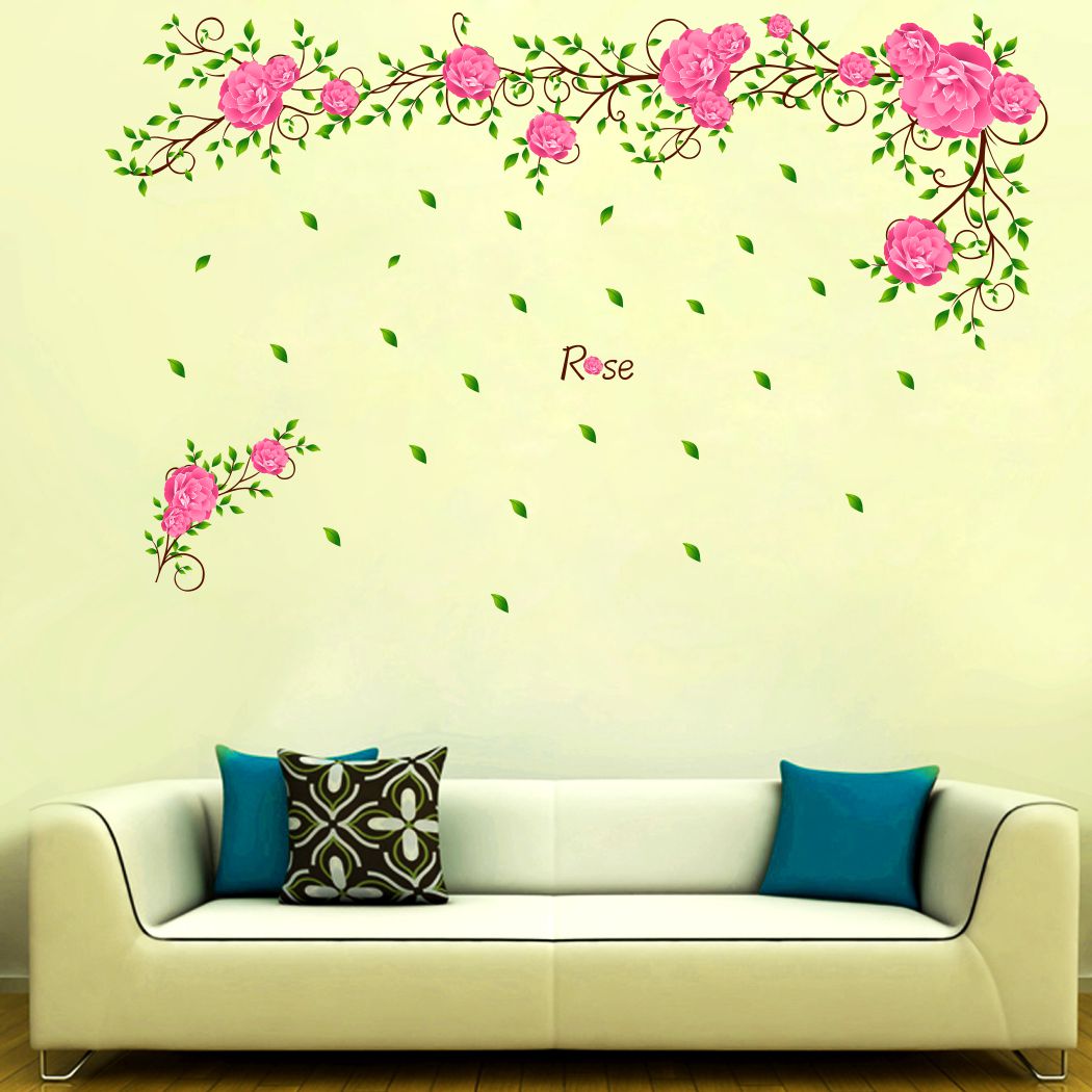 Homexa Decor | Flower and Leaf Design Wall Sticker (Size 91 x 56 cm)