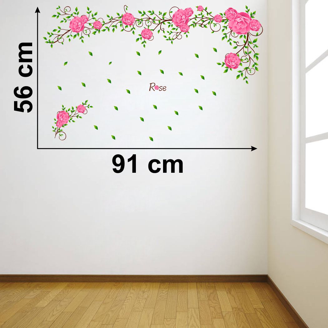 Homexa Decor | Flower and Leaf Design Wall Sticker (Size 91 x 56 cm)