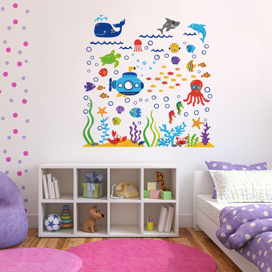 Homexa Decor | Cute Sea Animal Wall Sticker (Size 58 x 58 cm)