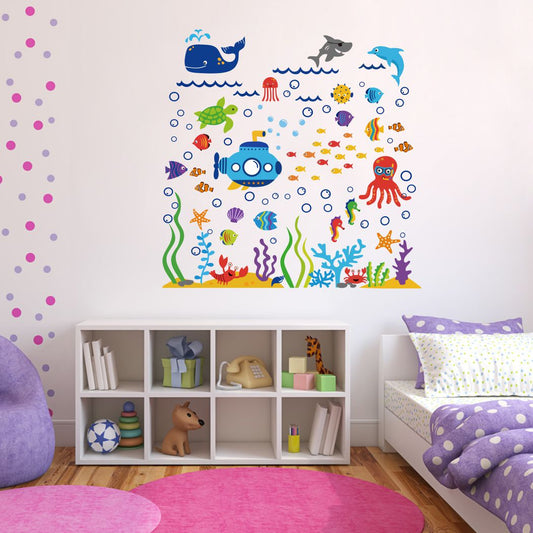 Homexa Decor | Cute Sea Animal Wall Sticker (Size 58 x 58 cm)