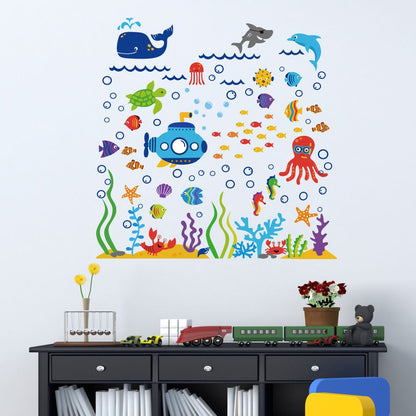 Homexa Decor | Cute Sea Animal Wall Sticker (Size 58 x 58 cm)