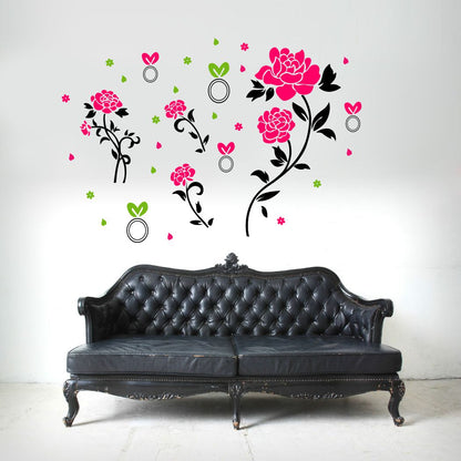 Homexa Decor | Flower With Leaf Design Wall Sticker (Size 88 x 60 cm)