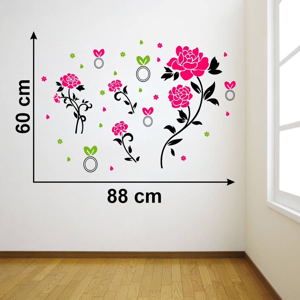 Homexa Decor | Flower With Leaf Design Wall Sticker (Size 88 x 60 cm)