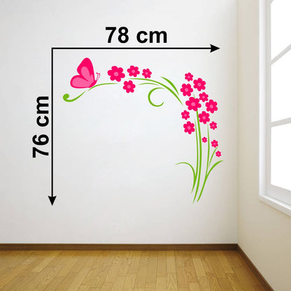 Homexa Decor | Flower and Butterfly Wall Sticker (Size 78 x 76 cm)