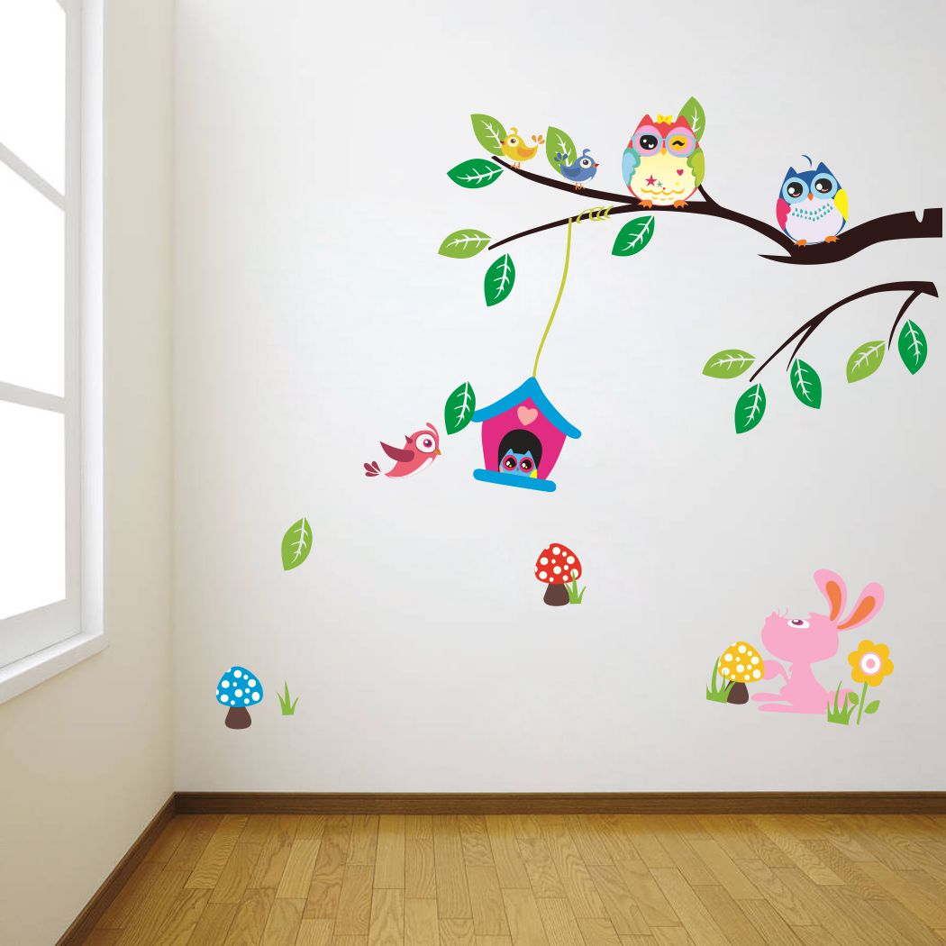 Homexa Decor | Tree With Owl Design Wall Sticker (Size 67 x 58 cm)