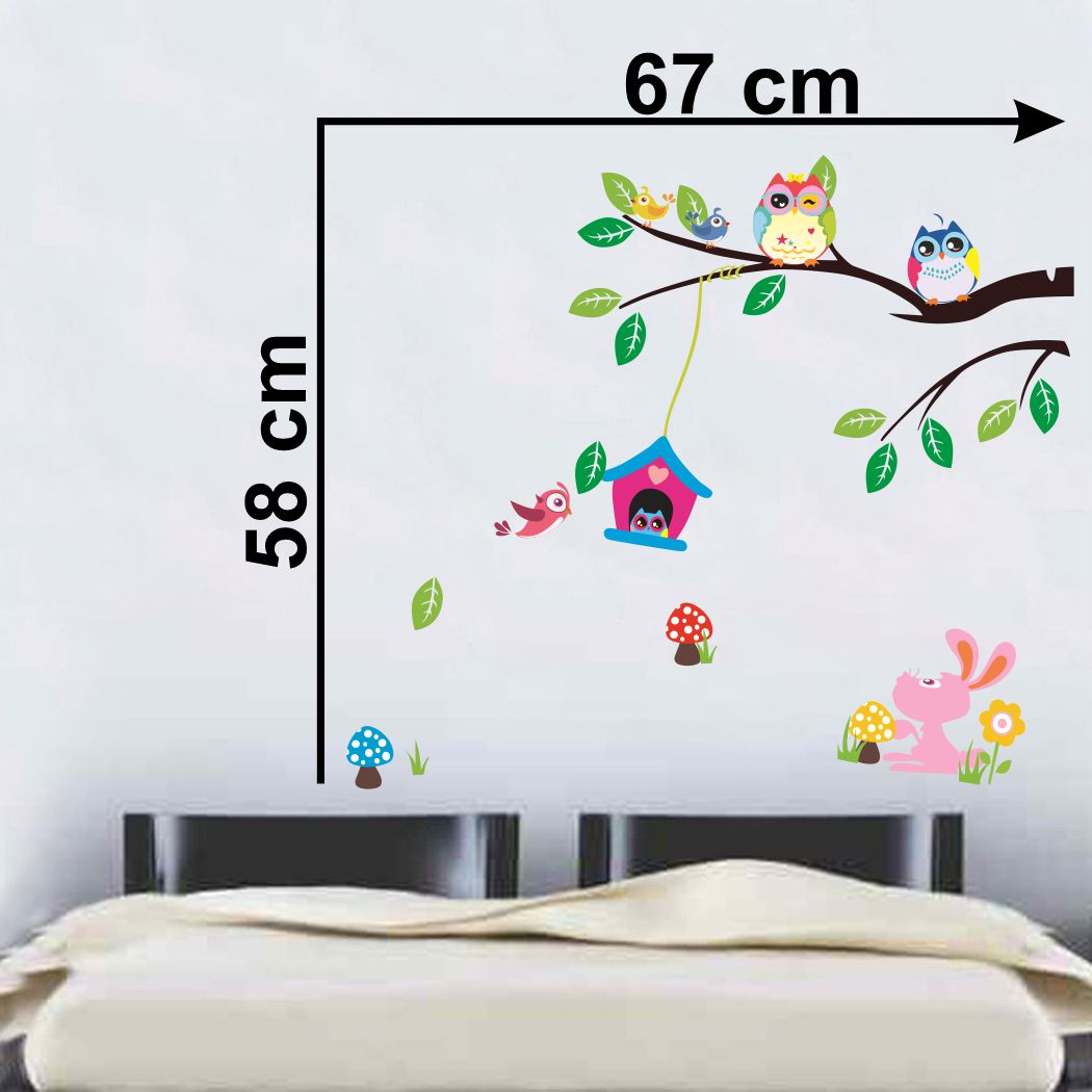 Homexa Decor | Tree With Owl Design Wall Sticker (Size 67 x 58 cm)