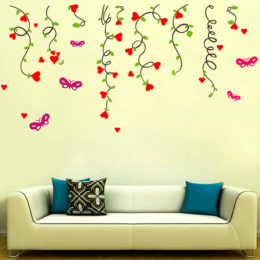 Homexa Decor | Leaf and Heart With Butterfly Wall Sticker (Size 58 x 50 cm)