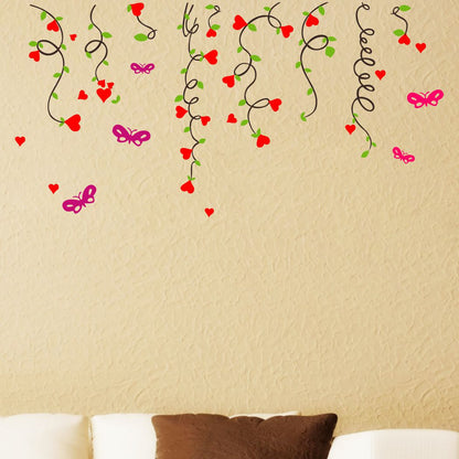 Homexa Decor | Leaf and Heart With Butterfly Wall Sticker (Size 58 x 50 cm)