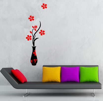 Homexa Decor | Flower and Pot Design Wall Sticker (Size 89 x 30 cm)