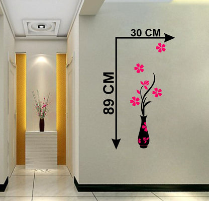 Homexa Decor | Flower and Pot Design Wall Sticker (Size 89 x 30 cm)