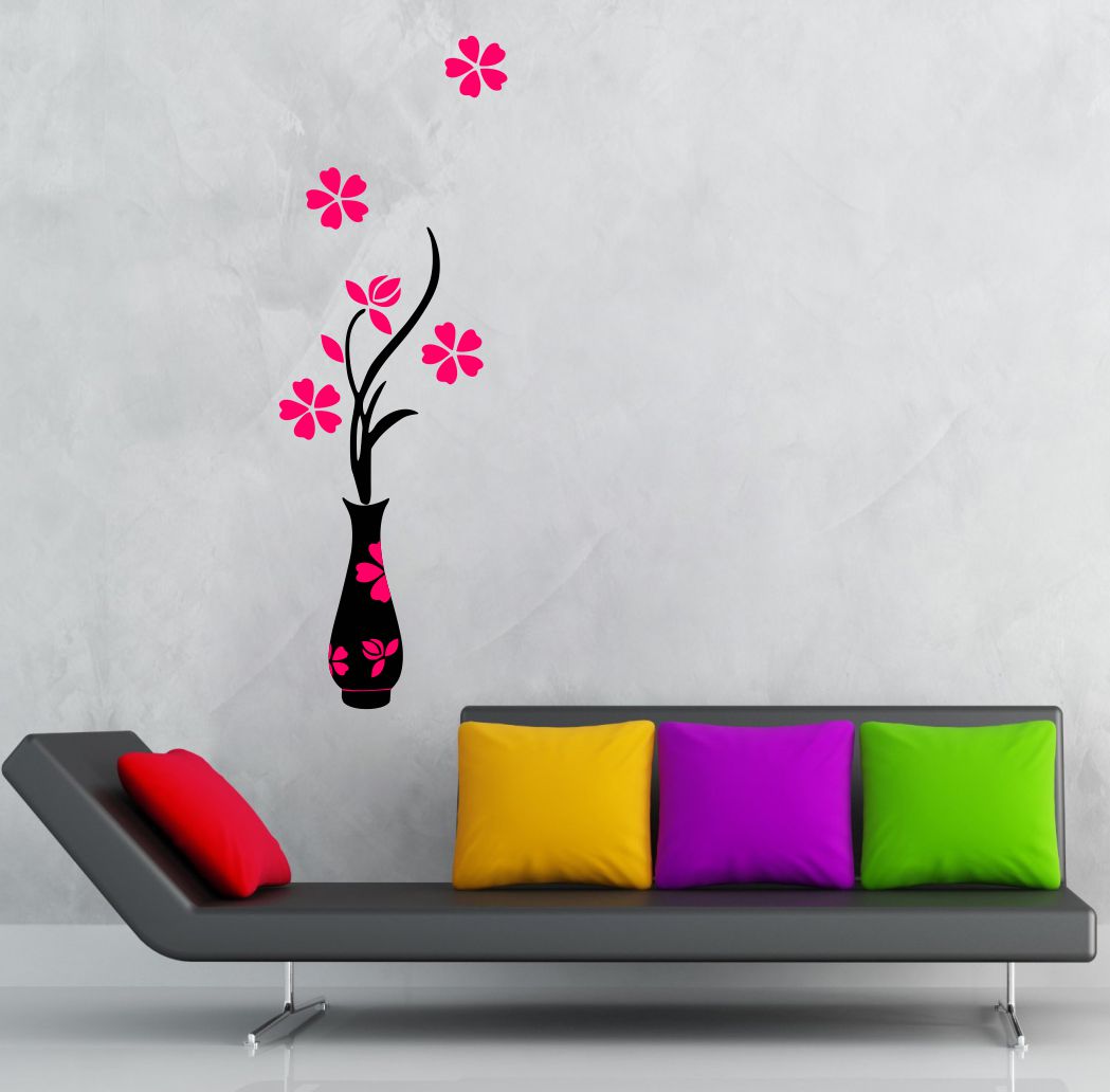 Homexa Decor | Flower and Pot Design Wall Sticker (Size 89 x 30 cm)