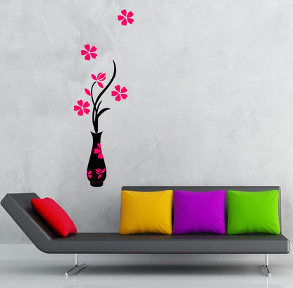 Homexa Decor | Flower and Pot Design Wall Sticker (Size 89 x 30 cm)